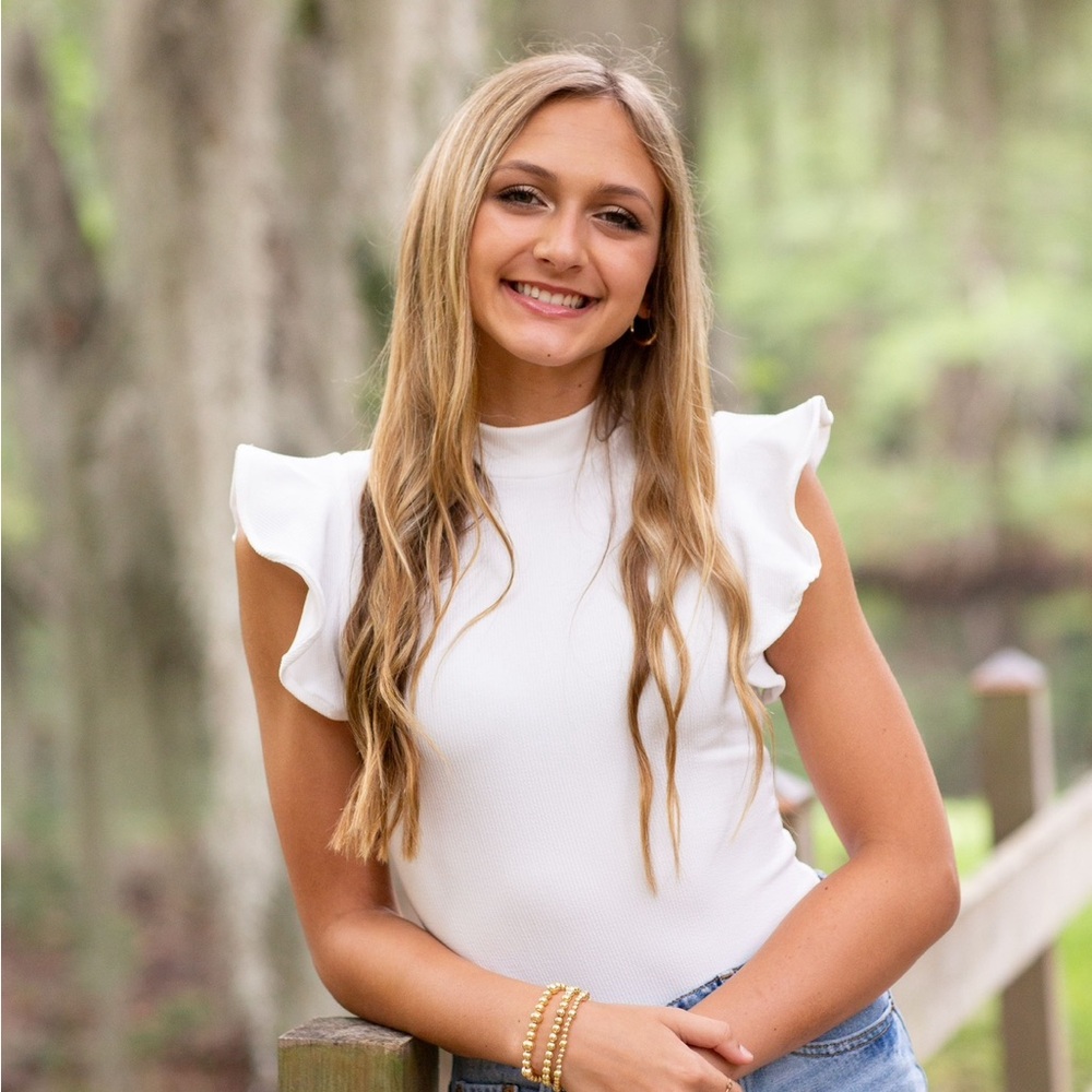 White Ruffle Sleeve Top